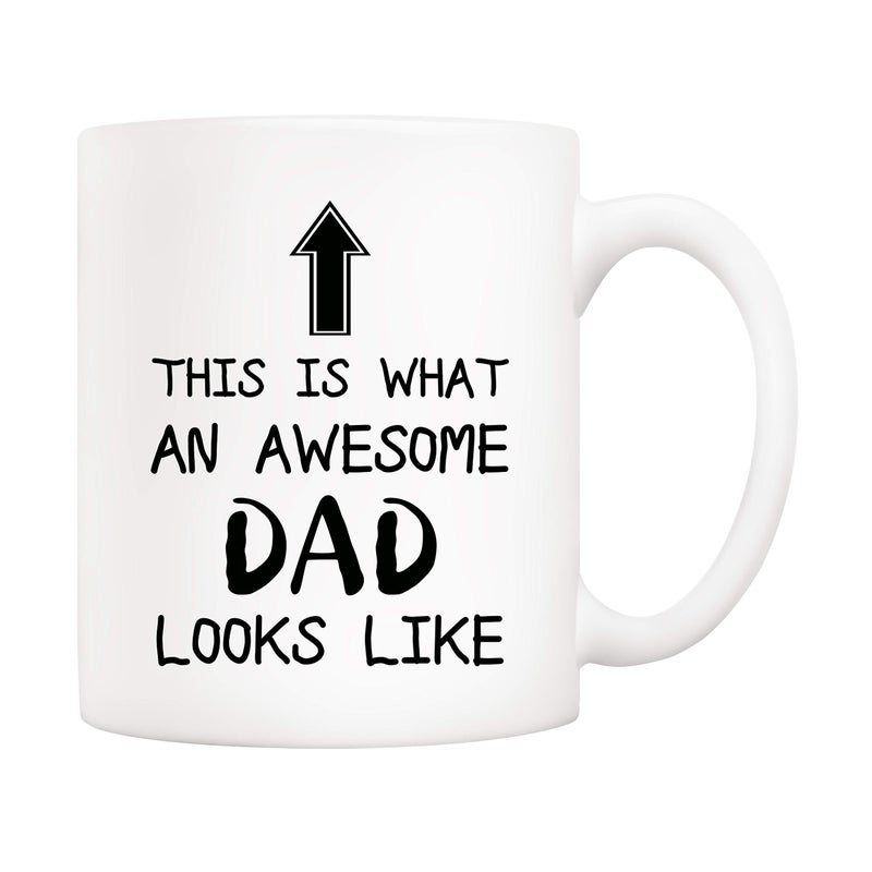 5Aup Christmas Gifts Funny Dad Coffee Mug, This Is What an Awesome Dad Looks Like, 11Oz Novelty Cups from Child Daughter Son Kids, Birthday Gifts for Father Husband Men - Image 1